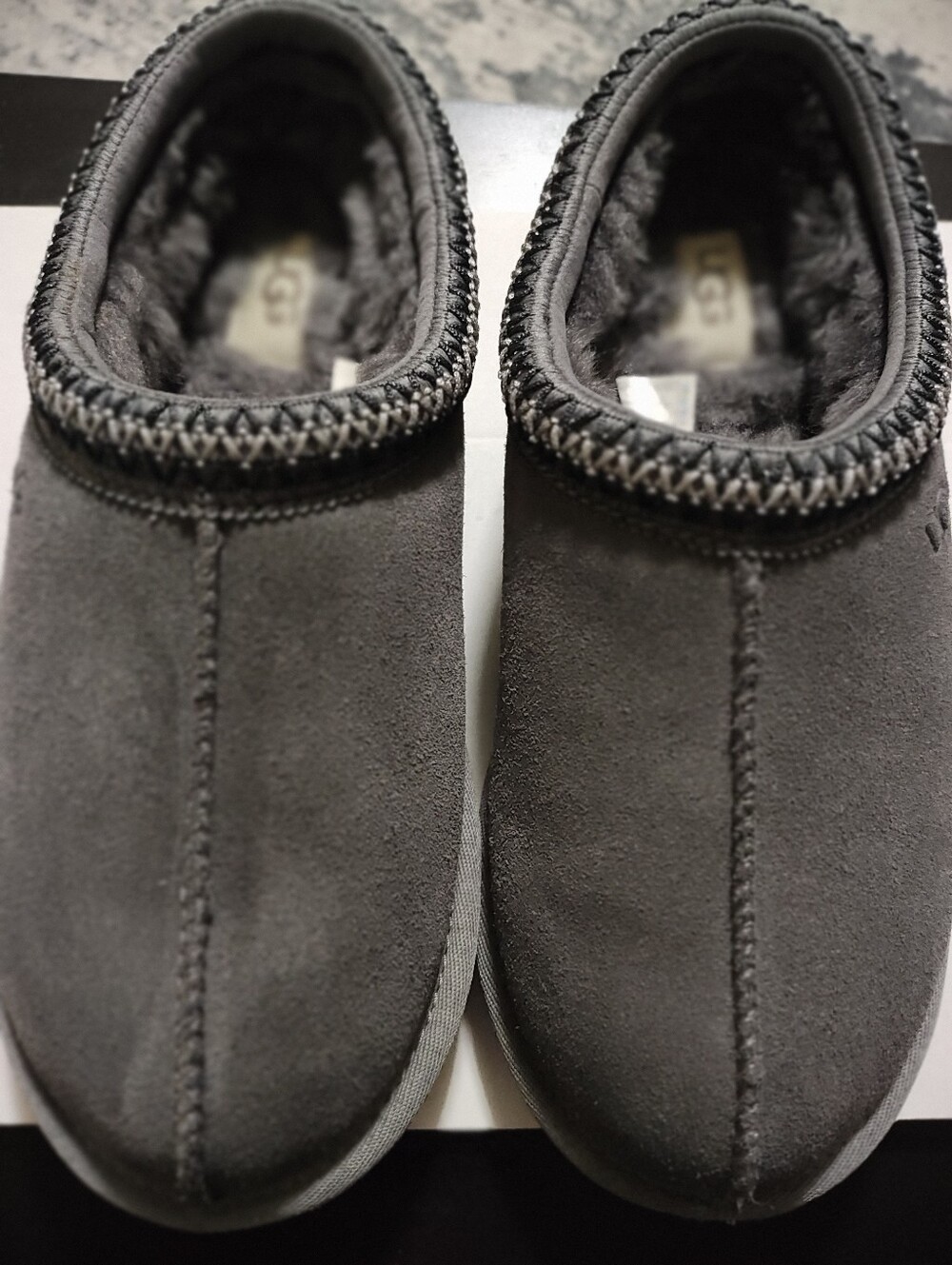 UGG Men’s Charcoal Suede Slip-On Slippers